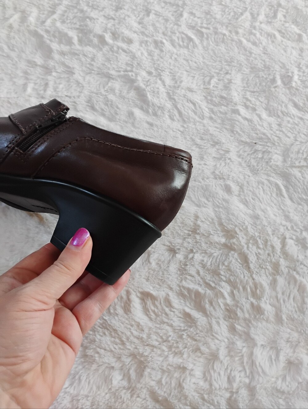 Clarks Collection Genette Curve Leather Side Zip Slip On Shoes - Picture 10 of 11